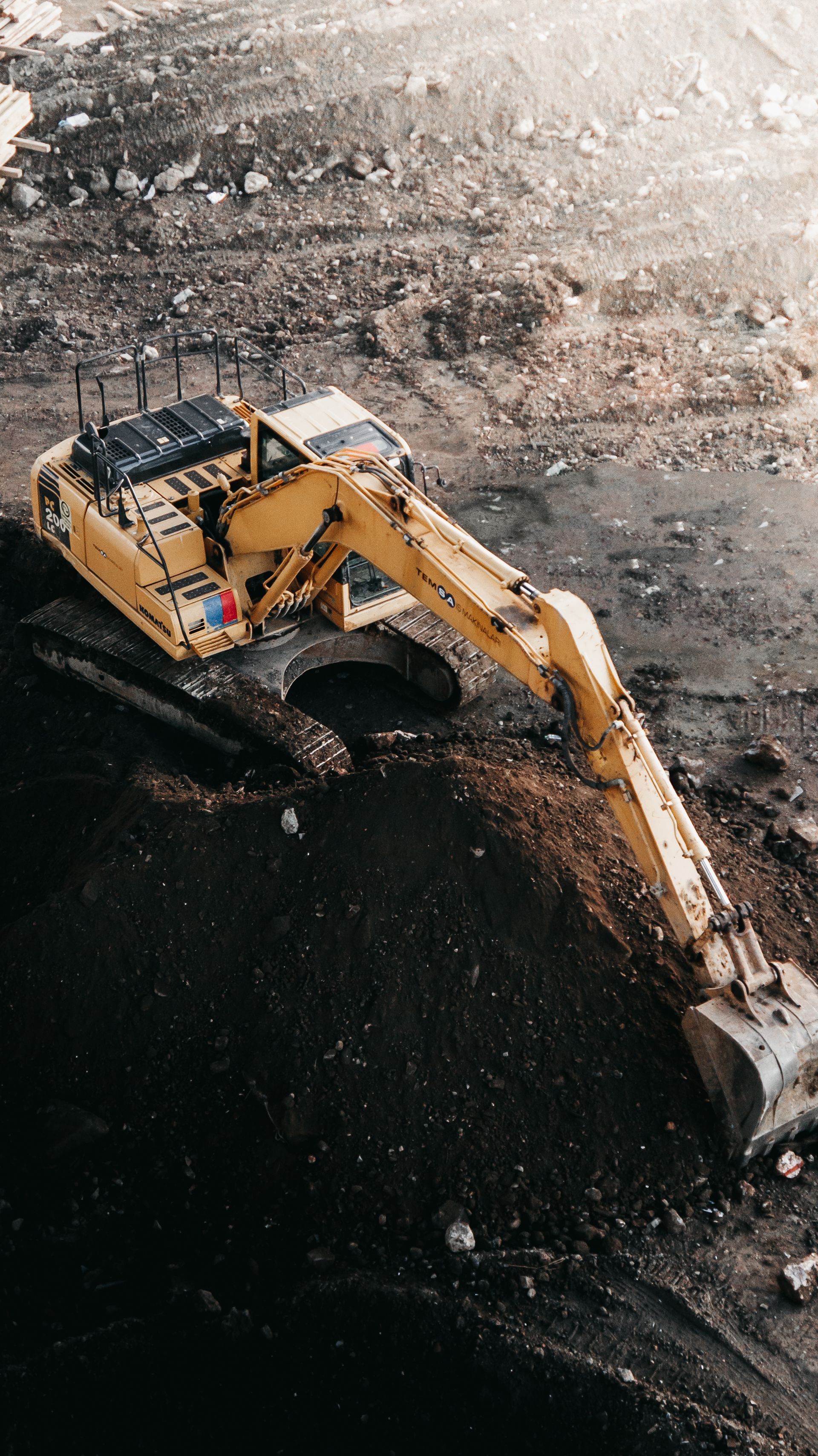 Aerial view of excavator