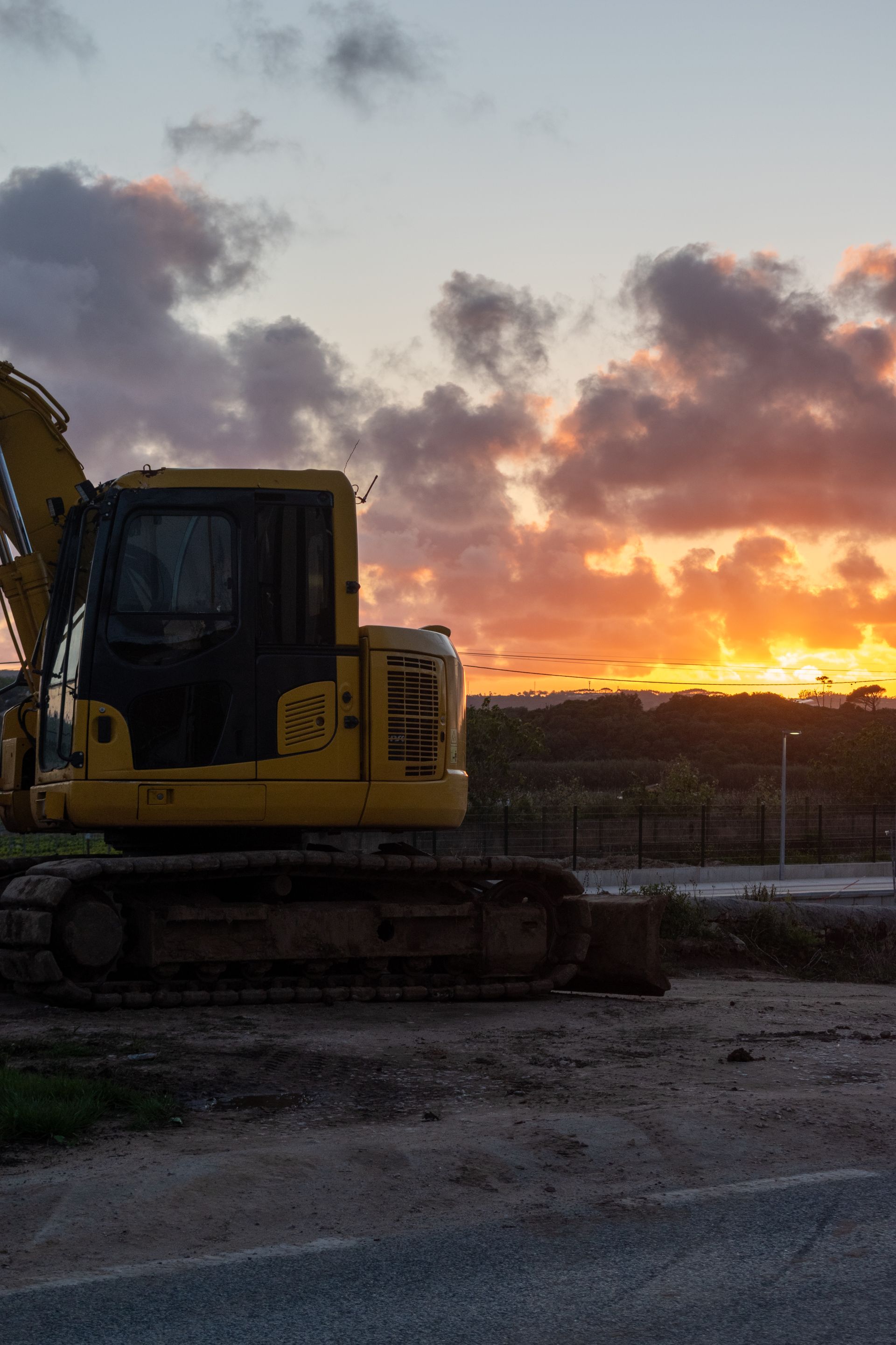 Excavator at dusk